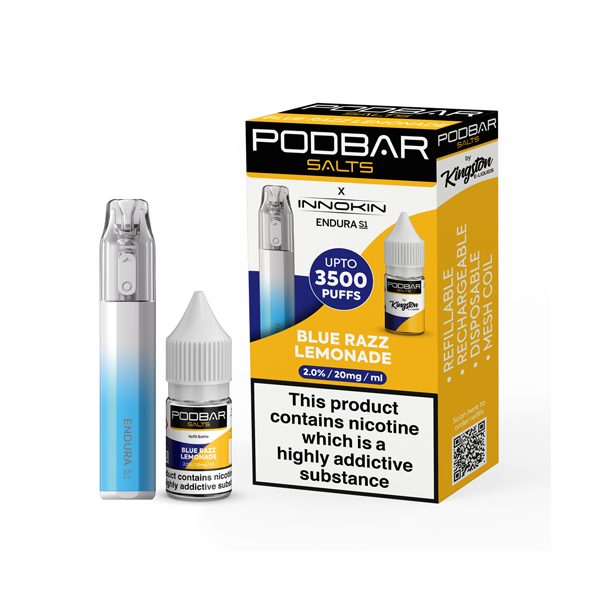 10mg Podbar Salts by Kingston x Innokin Endura S1 Disposable Vape Kit 3500 Puffs